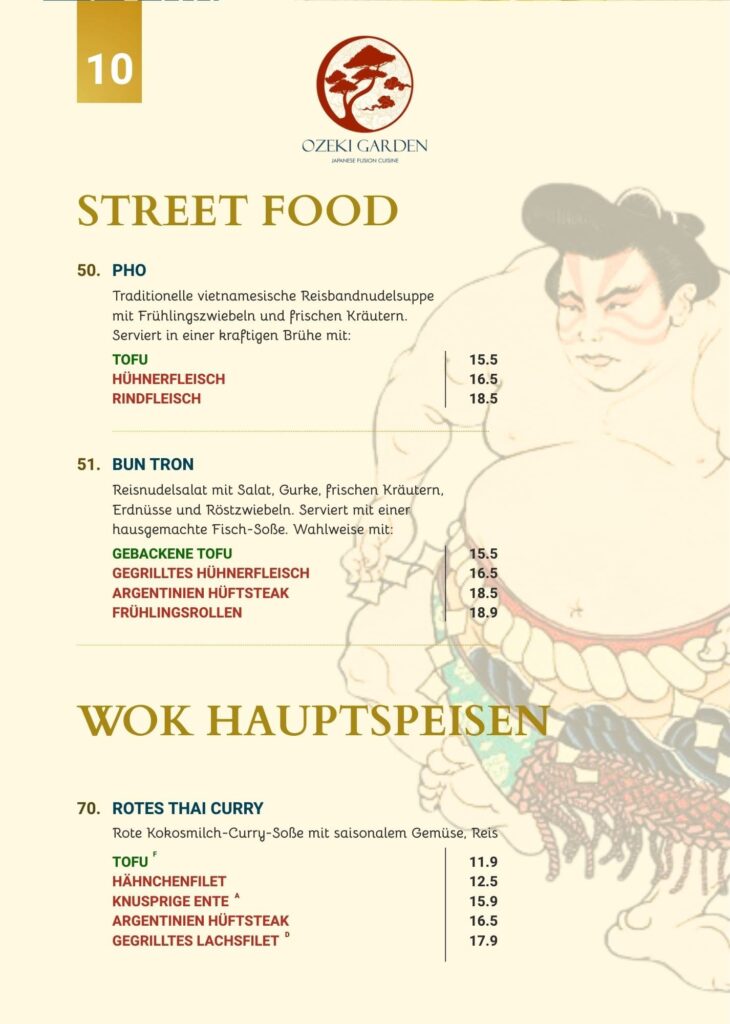 Speisekarte Ozeki Garden