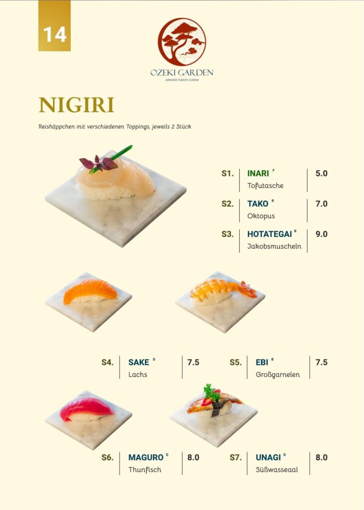 Speisekarte Ozeki Garden