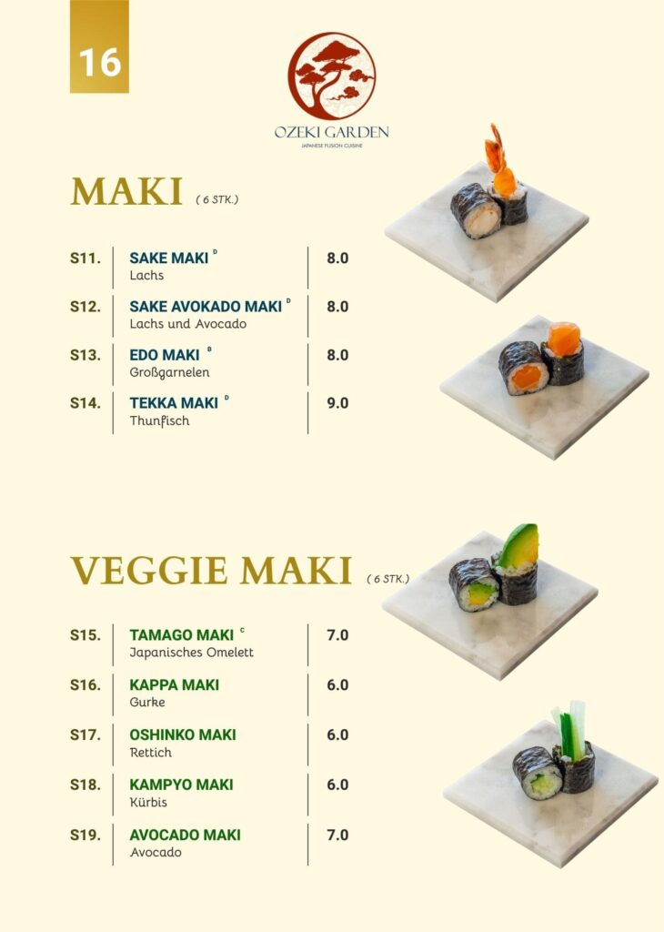 Speisekarte Ozeki Garden