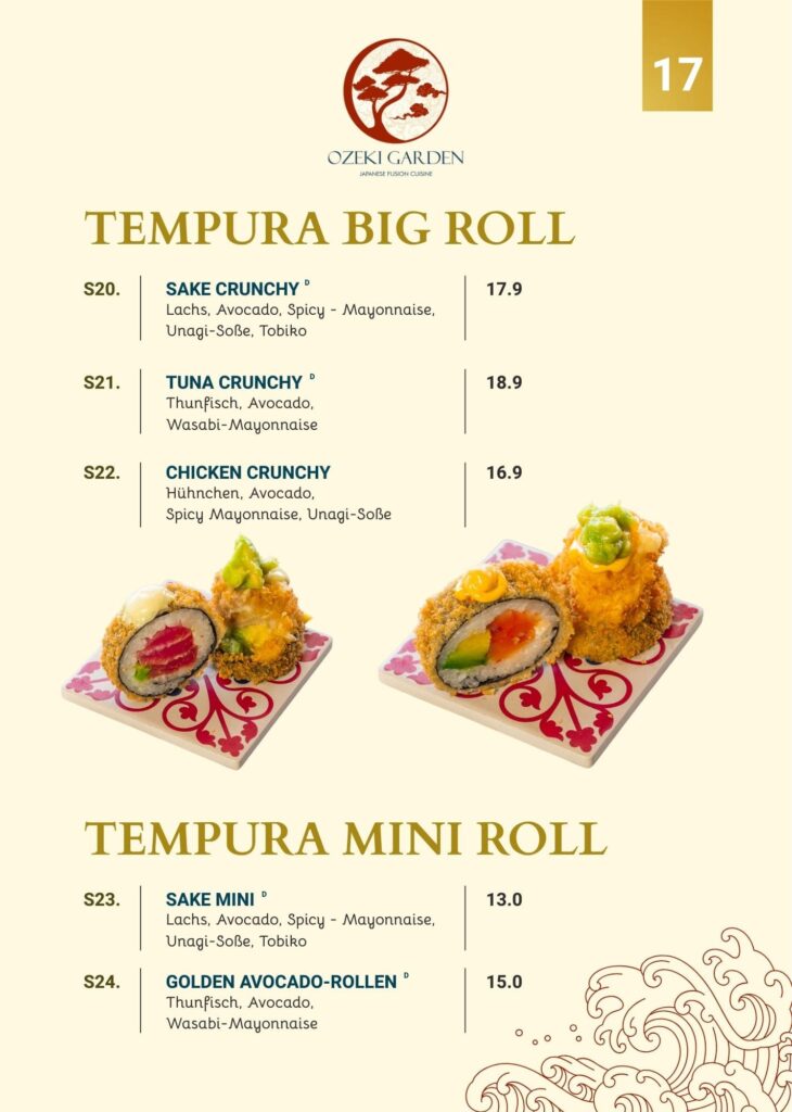Speisekarte Ozeki Garden