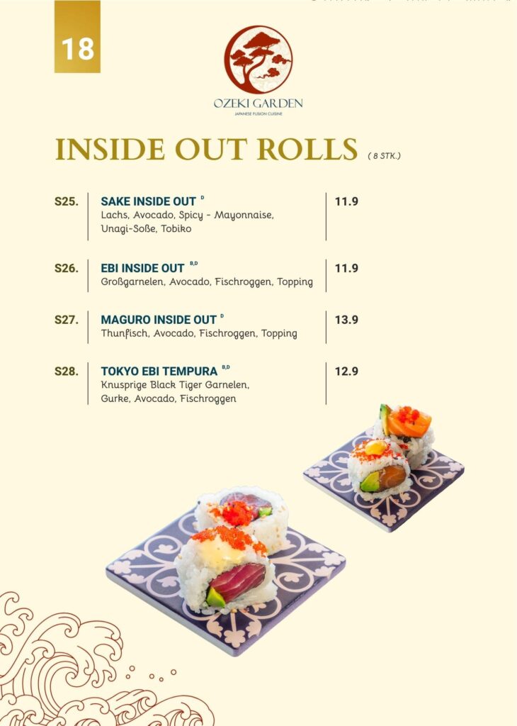 Speisekarte Ozeki Garden