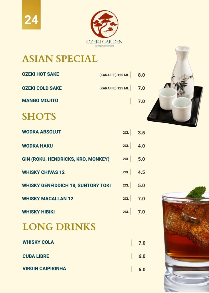 Speisekarte Ozeki Garden