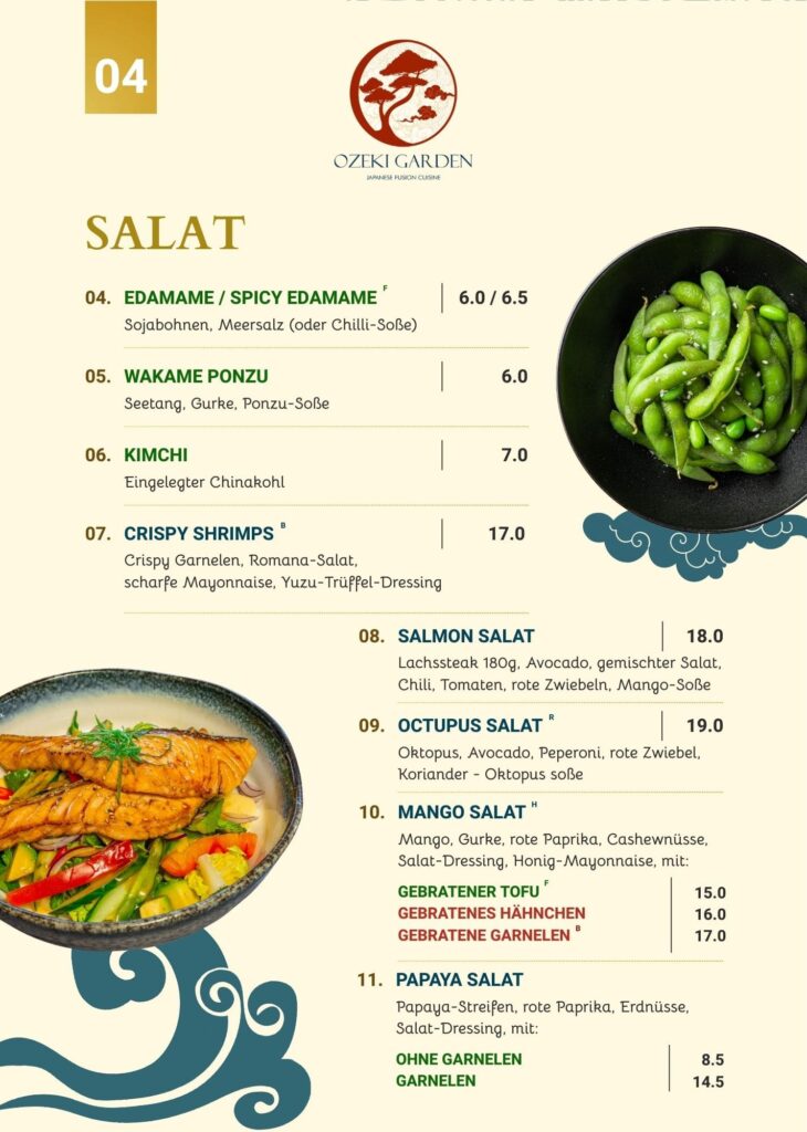 Speisekarte Ozeki Garden