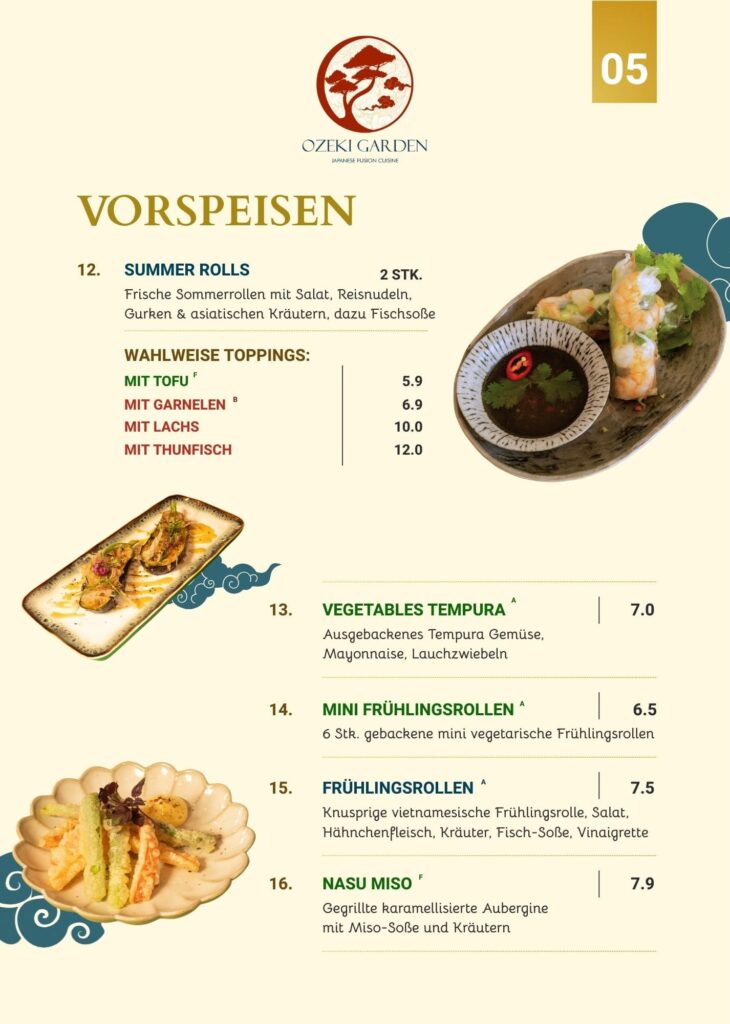 Speisekarte Ozeki Garden