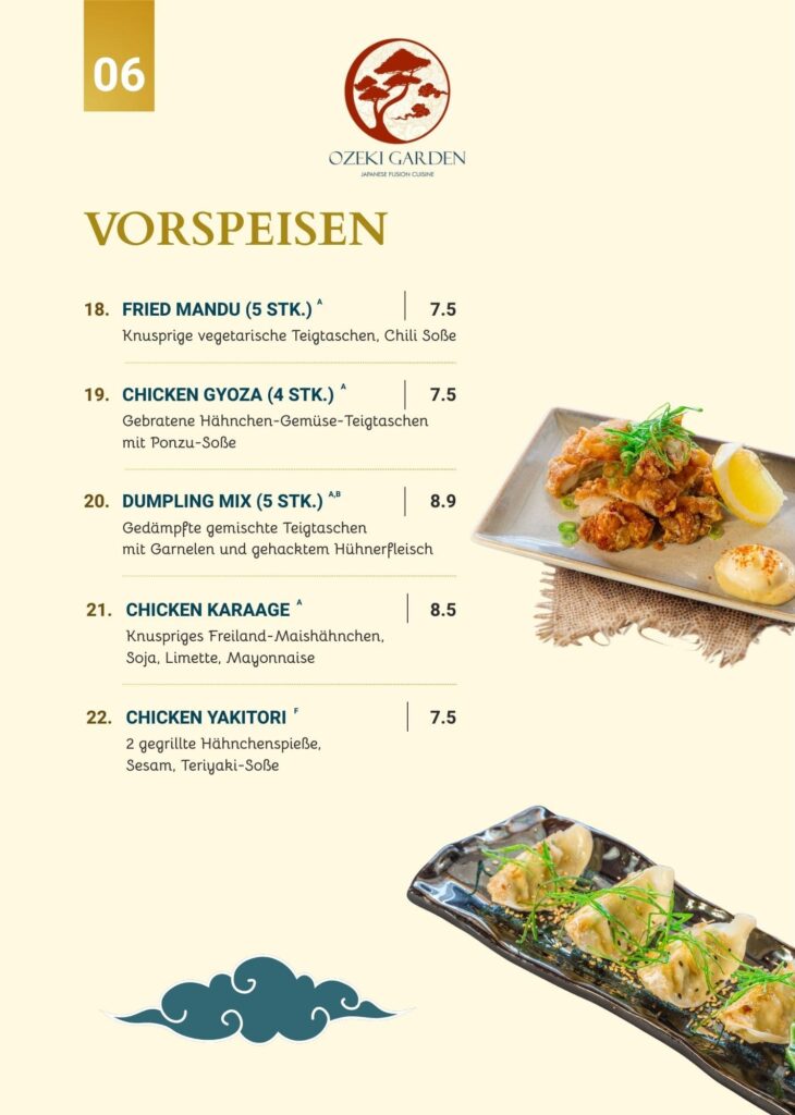Speisekarte Ozeki Garden