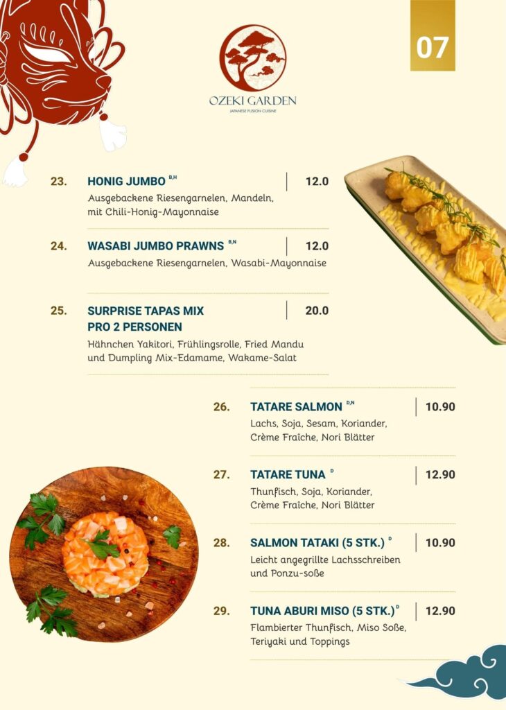 Speisekarte Ozeki Garden