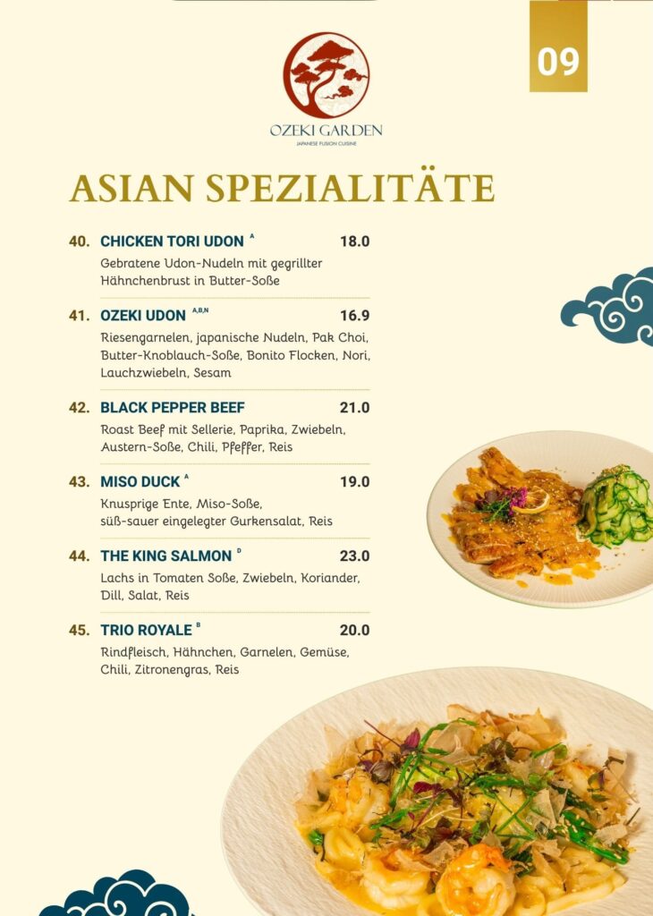 Speisekarte Ozeki Garden